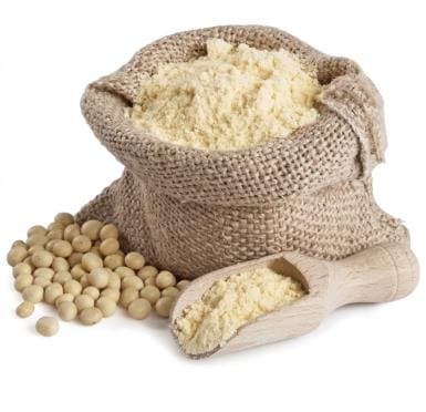 Saco de harina de soya con granos